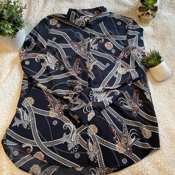 H&M patterned blouse size 10 - Picture 1 of 4